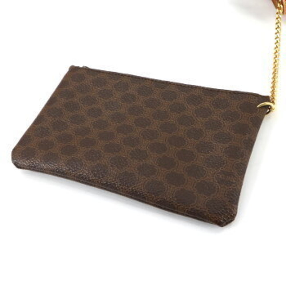 Celine Macadam Drawstring Shoulder Bag Brown Leat… - image 8